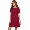 image:imageWiWi Viscose from Bamboo Nightgowns for Women Short Sleeve Sleep Shirt V Neck Nightgown Plus Size Sleepwear S4XEwine Red