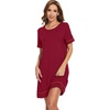 image:imageWiWi Viscose from Bamboo Nightgowns for Women Short Sleeve Sleep Shirt V Neck Nightgown Plus Size Sleepwear S4XEwine Red