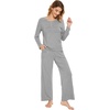 image:imageWiWi Viscose from Bamboo Pajama Set for Women 2 Pieces Long Sleeve Loungwear Soft Sleepwear Loose Comfy Pj Sets Pockets SXXLBheather Grey
