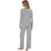 image:imageWiWi Viscose from Bamboo Pajama Set for Women 2 Pieces Long Sleeve Loungwear Soft Sleepwear Loose Comfy Pj Sets Pockets SXXLBheather Grey