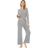 image:imageWiWi Viscose from Bamboo Pajama Set for Women 2 Pieces Long Sleeve Loungwear Soft Sleepwear Loose Comfy Pj Sets Pockets SXXLBheather Grey