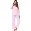 image:imageWiWi Viscose from Bamboo Pajama Set for Women 2 Pieces Long Sleeve Loungwear Soft Sleepwear Loose Comfy Pj Sets Pockets SXXLBpink