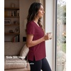 image:imageWiWi Viscose from Bamboo Pajama Tops for Women Super Soft Short Sleeve Tee V Neck Sleep Cooling TShirt Pjs Sleepwear SXXLAburgundy