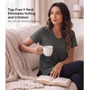 image:imageWiWi Viscose from Bamboo Pajama Tops for Women Super Soft Short Sleeve Tee V Neck Sleep Cooling TShirt Pjs Sleepwear SXXLAcharcoal Heather