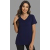 image:imageWiWi Viscose from Bamboo Pajama Tops for Women Super Soft Short Sleeve Tee V Neck Sleep Cooling TShirt Pjs Sleepwear SXXLAnavy