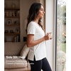 image:imageWiWi Viscose from Bamboo Pajama Tops for Women Super Soft Short Sleeve Tee V Neck Sleep Cooling TShirt Pjs Sleepwear SXXLAraw White