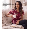 image:imageWiWi Viscose from Bamboo Pajama Tops for Women Super Soft Short Sleeve Tee V Neck Sleep Cooling TShirt Pjs Sleepwear SXXLAredPink Rose