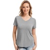 image:imageWiWi Viscose from Bamboo Pajama Tops for Women Super Soft Short Sleeve Tee V Neck Sleep Cooling TShirt Pjs Sleepwear SXXLBheather Grey