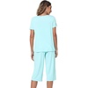 image:imageWiWi Viscose from Bamboo Pajamas Set for Women Summer Sleepwear Pjs Comfy Short Sleeve Tops Capri Pants Sets SXXLAaqua