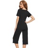 image:imageWiWi Viscose from Bamboo Pajamas Set for Women Summer Sleepwear Pjs Comfy Short Sleeve Tops Capri Pants Sets SXXLAblack