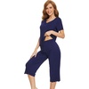 image:imageWiWi Viscose from Bamboo Pajamas Set for Women Summer Sleepwear Pjs Comfy Short Sleeve Tops Capri Pants Sets SXXLAnavy