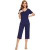 image:imageWiWi Viscose from Bamboo Pajamas Set for Women Summer Sleepwear Pjs Comfy Short Sleeve Tops Capri Pants Sets SXXLAnavy