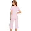 image:imageWiWi Viscose from Bamboo Pajamas Set for Women Summer Sleepwear Pjs Comfy Short Sleeve Tops Capri Pants Sets SXXLApink