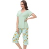 image:imageWiWi Viscose from Bamboo Pajamas Set for Women Summer Sleepwear Pjs Comfy Short Sleeve Tops Capri Pants Sets SXXLAsage GreenDark Teal Florals