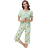image:imageWiWi Viscose from Bamboo Pajamas Set for Women Summer Sleepwear Pjs Comfy Short Sleeve Tops Capri Pants Sets SXXLAsage GreenDark Teal Florals