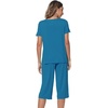 image:imageWiWi Viscose from Bamboo Pajamas Set for Women Summer Sleepwear Pjs Comfy Short Sleeve Tops Capri Pants Sets SXXLAteal Blue
