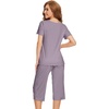 image:imageWiWi Viscose from Bamboo Pajamas Set for Women Summer Sleepwear Pjs Comfy Short Sleeve Tops Capri Pants Sets SXXLAviolet