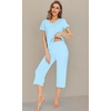 image:imageWiWi Viscose from Bamboo Pajamas Set for Women Summer Sleepwear Pjs Comfy Short Sleeve Tops Capri Pants Sets SXXLBpale Blue
