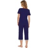 image:imageWiWi Viscose from Bamboo Pajamas Set for Women Summer Sleepwear Pjs Comfy Short Sleeve Tops Capri Pants Sets SXXLCnavy