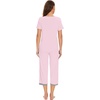 image:imageWiWi Viscose from Bamboo Pajamas Set for Women Summer Sleepwear Pjs Comfy Short Sleeve Tops Capri Pants Sets SXXLCpink