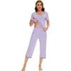 image:imageWiWi Viscose from Bamboo Pajamas Set for Women Summer Sleepwear Pjs Comfy Short Sleeve Tops Capri Pants Sets SXXLCtaro Purple