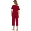 image:imageWiWi Viscose from Bamboo Pajamas Set for Women Summer Sleepwear Pjs Comfy Short Sleeve Tops Capri Pants Sets SXXLCwine