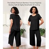 image:imageWiWi Viscose from Bamboo Pajamas Set for Women Summer Sleepwear Pjs Comfy Short Sleeve Tops Capri Pants Sets SXXLDblack