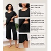 image:imageWiWi Viscose from Bamboo Pajamas Set for Women Summer Sleepwear Pjs Comfy Short Sleeve Tops Capri Pants Sets SXXLDblack