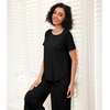 image:imageWiWi Viscose from Bamboo Pajamas Set for Women Summer Sleepwear Pjs Comfy Short Sleeve Tops Capri Pants Sets SXXLDblack