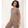 image:imageWiWi Viscose from Bamboo Pajamas Set for Women Summer Sleepwear Pjs Comfy Short Sleeve Tops Capri Pants Sets SXXLDcamel
