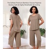 image:imageWiWi Viscose from Bamboo Pajamas Set for Women Summer Sleepwear Pjs Comfy Short Sleeve Tops Capri Pants Sets SXXLDcamel