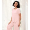 image:imageWiWi Viscose from Bamboo Pajamas Set for Women Summer Sleepwear Pjs Comfy Short Sleeve Tops Capri Pants Sets SXXLDcream Pink