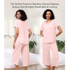 image:imageWiWi Viscose from Bamboo Pajamas Set for Women Summer Sleepwear Pjs Comfy Short Sleeve Tops Capri Pants Sets SXXLDcream Pink