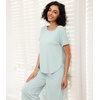 image:imageWiWi Viscose from Bamboo Pajamas Set for Women Summer Sleepwear Pjs Comfy Short Sleeve Tops Capri Pants Sets SXXLDlight Green