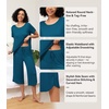 image:imageWiWi Viscose from Bamboo Pajamas Set for Women Summer Sleepwear Pjs Comfy Short Sleeve Tops Capri Pants Sets SXXLDpeacock Blue