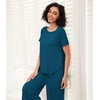 image:imageWiWi Viscose from Bamboo Pajamas Set for Women Summer Sleepwear Pjs Comfy Short Sleeve Tops Capri Pants Sets SXXLDpeacock Blue