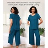 image:imageWiWi Viscose from Bamboo Pajamas Set for Women Summer Sleepwear Pjs Comfy Short Sleeve Tops Capri Pants Sets SXXLDpeacock Blue
