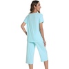 image:imageWiWi Viscose from Bamboo Pajamas Set for Women Summer Sleepwear Pjs Comfy Short Sleeve Tops Capri Pants Sets SXXLEaqua