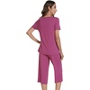 image:imageWiWi Viscose from Bamboo Pajamas Set for Women Summer Sleepwear Pjs Comfy Short Sleeve Tops Capri Pants Sets SXXLEbeet Red