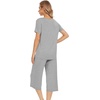 image:imageWiWi Viscose from Bamboo Pajamas Set for Women Summer Sleepwear Pjs Comfy Short Sleeve Tops Capri Pants Sets SXXLEheather Grey