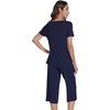 image:imageWiWi Viscose from Bamboo Pajamas Set for Women Summer Sleepwear Pjs Comfy Short Sleeve Tops Capri Pants Sets SXXLEnavy