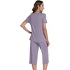 image:imageWiWi Viscose from Bamboo Pajamas Set for Women Summer Sleepwear Pjs Comfy Short Sleeve Tops Capri Pants Sets SXXLEviolet