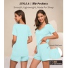 image:imageWiWi Viscose from Bamboo Pajamas Set for Women Super Soft Short Sleeve Cooling Summer Plus Size Pjs Sets Sleepwear S4XAaqua