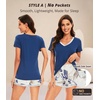 image:imageWiWi Viscose from Bamboo Pajamas Set for Women Super Soft Short Sleeve Cooling Summer Plus Size Pjs Sets Sleepwear S4XAblue Depth Flower