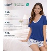 image:imageWiWi Viscose from Bamboo Pajamas Set for Women Super Soft Short Sleeve Cooling Summer Plus Size Pjs Sets Sleepwear S4XAblue Depth Flower
