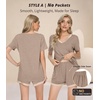 image:imageWiWi Viscose from Bamboo Pajamas Set for Women Super Soft Short Sleeve Cooling Summer Plus Size Pjs Sets Sleepwear S4XAcamel
