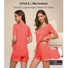 image:imageWiWi Viscose from Bamboo Pajamas Set for Women Super Soft Short Sleeve Cooling Summer Plus Size Pjs Sets Sleepwear S4XAcoral