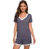 image:imageWiWi Viscose from Bamboo Pajamas Set for Women Super Soft Short Sleeve Cooling Summer Plus Size Pjs Sets Sleepwear S4XAdark Grey