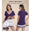image:imageWiWi Viscose from Bamboo Pajamas Set for Women Super Soft Short Sleeve Cooling Summer Plus Size Pjs Sets Sleepwear S4XAdark Purpledark Purple Dots