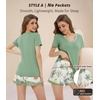 image:imageWiWi Viscose from Bamboo Pajamas Set for Women Super Soft Short Sleeve Cooling Summer Plus Size Pjs Sets Sleepwear S4XAgreen Floral